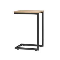 mesa auxiliar en forma c aglomerado color natural