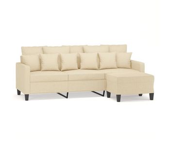 Vidaxl sofá de 3 plazas con taburete de tela crema 180 cm