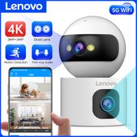lenovo-camara de vigilancia inalambrica para el hogar monitor de seguridad para bebes 4k ip 5g wifi lente dual seguimiento automatico cctv