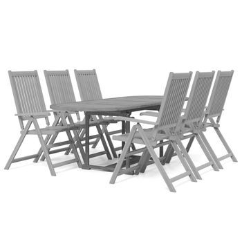Juego De Comedor De Jardín 7 Piezas Madera Maciza De Acacia Vidaxl