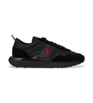Polo Ralph Lauren para hombre. 809P01638002 Zapatillas de Piel Train 89 negro (48), Plano, Cordones, Casual