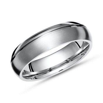 Anillo moderno de titanio parcialmente pulido de 6 mm de ancho