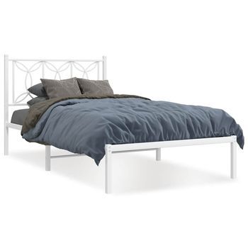 Estructura Cama Sin Colchón Con Cabecero Metal Blanco 100x200cm Vidaxl