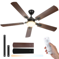 ventilador con luz led de 18 w luz cct regulacion de intensidad y ajuste de color motor de 33 w 6 velocidades