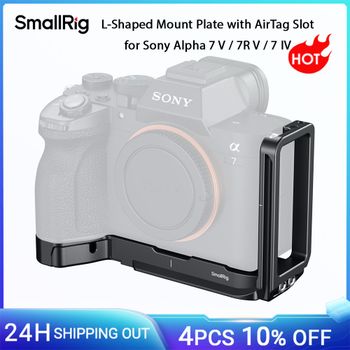 Placa de montaje en forma de L SmallRig A7 V con ranura AirTag para Sony Alpha 7 V / 7R V / 7 IV, con placa de liberación rápida Arca-Swiss -6034