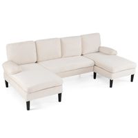 costway sofa modular u 4 plazas con 2 tumbonas laterales reposabrazos 4 cojines respaldo almohadillas pie para salon oficina beige