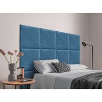 dhome cabecero tapizado para camas de 190cm compuesto de paneles autoadhesivos intercambiables de lino natural cama lujo dormitorio acolchado azul