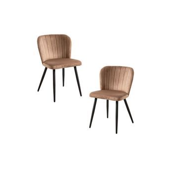 Pack 2 Sillas Luk Terciopelo De Terciopelo 77.50*46*41 Cm - Marrón Claro