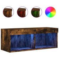 mueble para tv con luces led roble ahumado 80x30x30 cm vidaxl