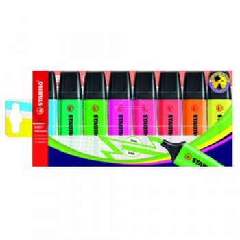 Stabilo Boss Highlighters Chisel Tip 2-5mm Line Asrtd PK8
