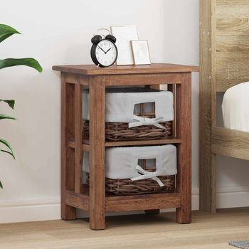 Mesa Lateral - Mueble Para Salón - Madera Maciza De Caoba - Marrón (38x28x50cm)