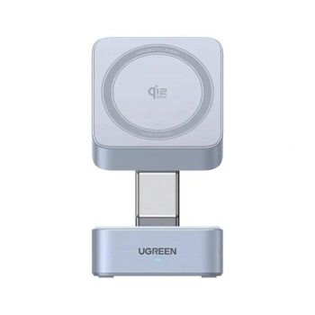 Cargador Inalámbrico Ugreen Magflow 2-en-1 Qi2 25W Azul