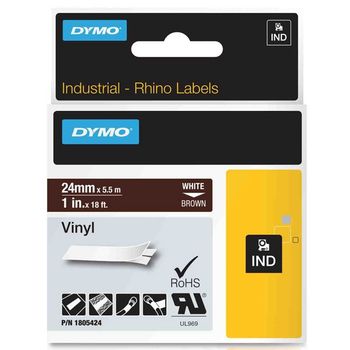 Dymo 1805424 IND Rhino cinta vinilo blanco sobre marrón 24 mm (original)