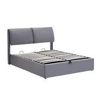cama canape gris 140 x 200 cm con cabecero ajustable y 3 cajones