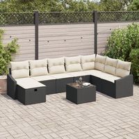 juego de sofa de jardin de 9 piezas con cojines negro ratan poli v7870 unico  negro