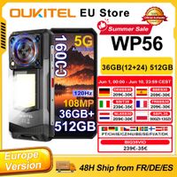 oukitel wp56 smartphone android 15 36 gb 1224 512 gb 16000 mah 45 w luz de camping 68 fhd 120 hz 128 db altavoz 108 mp 5g celular
