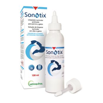 Sonotix 120 ml limpiador auricular para perros y gatos Vetoquinol