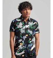 superdry para hombre m4010620a camisa hawaiana marino m negro casual modal manga corta