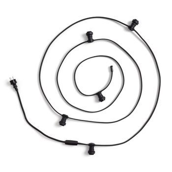 Guirnaldas Para Exterior Ip44 Cable Eléctrico Plano Con Portalámparas E27 A Medida Negro 20 M