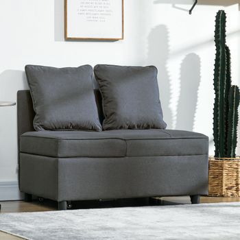 Sofá Cama De 1 Plaza De Poliéster Madera Homcom 98x71x82 Cm Gris