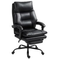 homcom silla de escritorio de altura regulable y reclinable hasta 135 en piel pu negra 65x76x113-121 cm   aosom espana