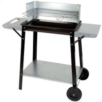 barbacoa carbon portatil parrilla regulable 4 alturas 90x32x85 cm negro y gris