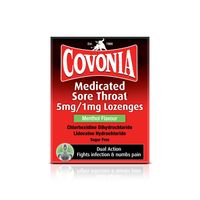covonia medicated sore throat 5mg1mg lozenges menthol flavour expiry july 2023