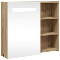 mueble de bano  armario de bano con espejo y luz led roble 60x13x52 cm