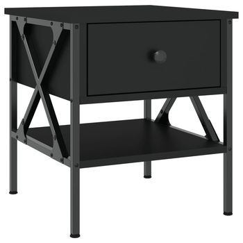Mesita De Noche Madera De Ingeniería Negro 40x42x45 Cm Vidaxl
