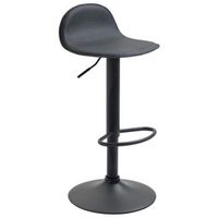 taburete de bar x1 con reposapies de pvc negro pie de trompeta de metal negro 100005071