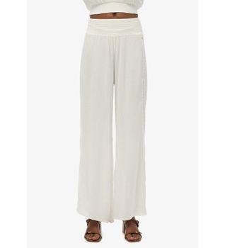 Superdry para mujer. W7011062A Pantalón playero blanco (L), Casual, Viscosa