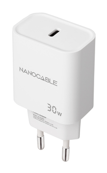 CARGADOR USB PARED NANO CABLE USB-C/PD 30W BLANCO