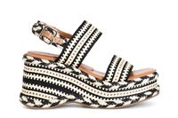 sandalias cuna doble banda en tejido black beige