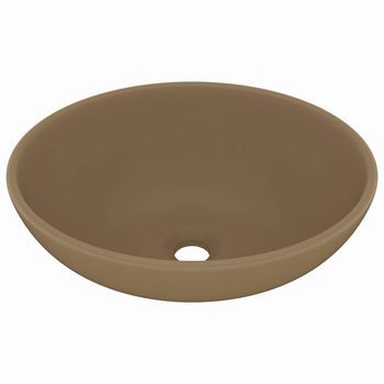 Lavabo De Lujo Ovalado Cerámica Crema Mate 40x33 Cm Vidaxl