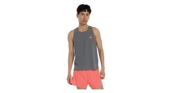 Camiseta de tirantes new balance race day ultra light gris rojo  hombre