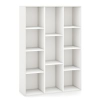 costway libreria de 11 cubos estanteria geometrica moderna vitrina organizador de libros para salon dormitorio estudio 74 x 24 x 106 cm blanco