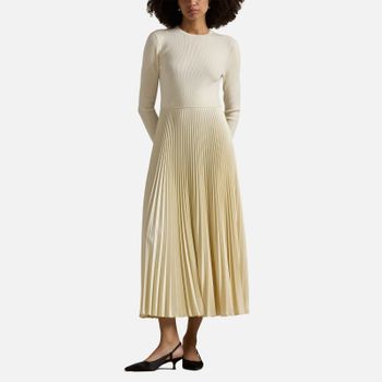 Polo Ralph Lauren Ribbed-Knit Plissé Dress - L