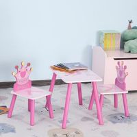 juego de mesa y 2 sillas para ninos de 2-4 anos de madera rosa homcom