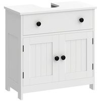 mueble bajo lavabo de mdf con 2 puertas cajon y hueco en u r 60  30  60 cm blanco