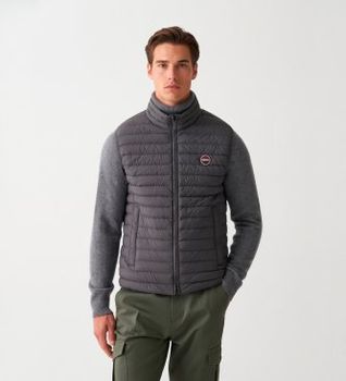Colmar para hombre. 1268 Chaleco de pluma ligera con cordón de ajuste gris (48), Casual, Poliamida