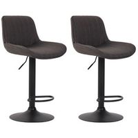 set de 2 taburetes de bar lentini en tela gris oscuro 50x50x86 cm clp
