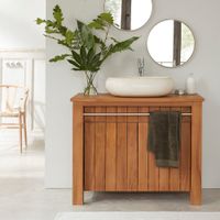 mueble de lavabo de teca maciza 103 cm