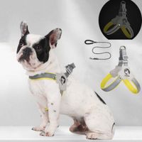 arnes reflectante para perro 2 piezas estilo chaleco de malla transpirable con correa sin tirones para perros pequenos y medianos