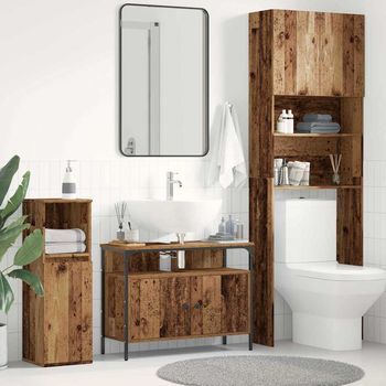 Vidaxl Gabinete De Lavabo Para Baño Madera Vieja 80 X 30 X 60 Cm