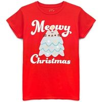 pusheen camiseta meowy christmas para mujer