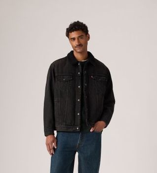 Levi's para hombre. A5784-0055 Chaqueta Relaxed Fit Sherpa Trucker negro (S), Casual, Algodón