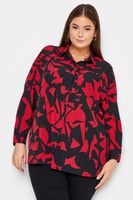 yours camisa amplia negra y roja estampada mujer curvy y tallas grandes yours