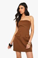 vestido mini palabra de honor entallado brown