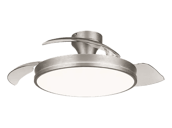 Ventilador de techo - Philips Atlas, 35 W, 6 Velocidades, Aspas retráctiles, 106 cm, 4500 lúmenes regulables, Mando a distancia, Níquel Mate
