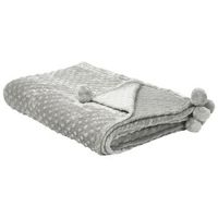manta gris claro 200 x 220 pompones textura suave colcha sofa cama comodidad samur